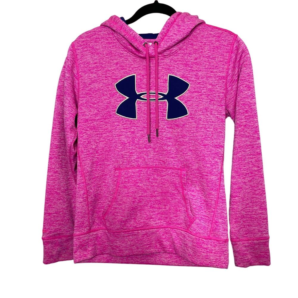 Under Armour Cold Gear Hoodie Drawstring Long Sleeve Kangaroo Pocket Pink Small‎